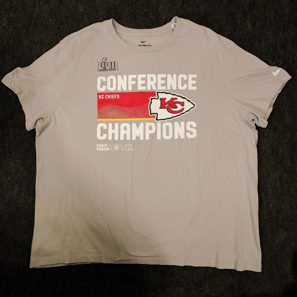 Nike Kansas City Chiefs Super Bowl LVII Conference Champions Grey T-Shirt XXL